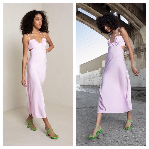 A.L.C / NWT Tuberose lilac purple sienna halter neck midi cut out slip dress 4 - Picture 1 of 7